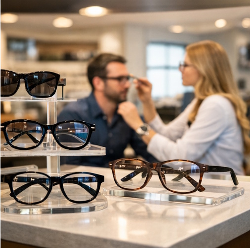 Man being fitted for new glasses